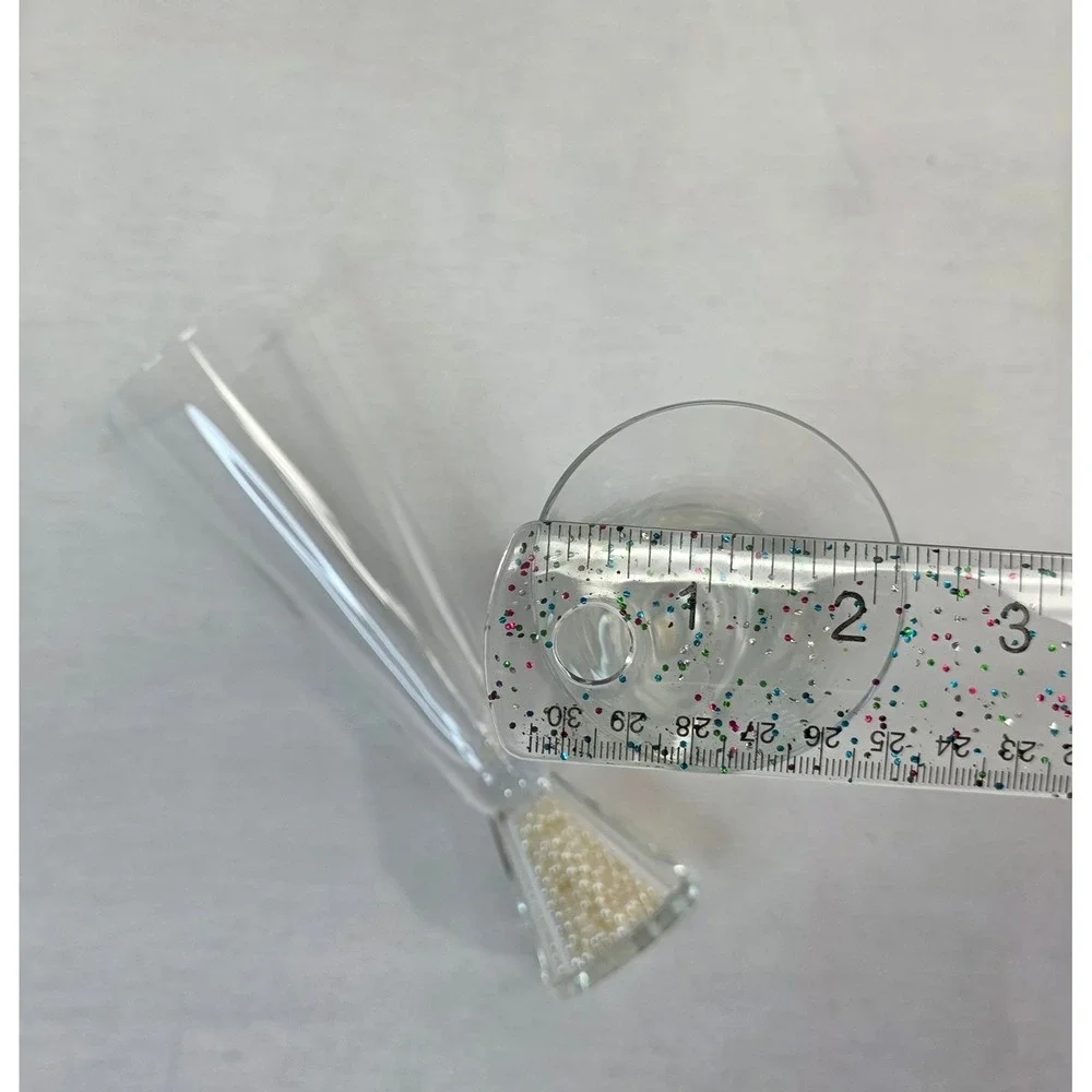 Pair of Faux Pearl Filled Base Champagne Flutes Wedding Toasting Glasses